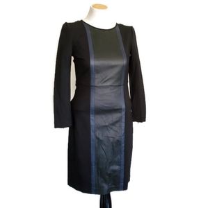 J. Crew leather panel knee length fitted dress
